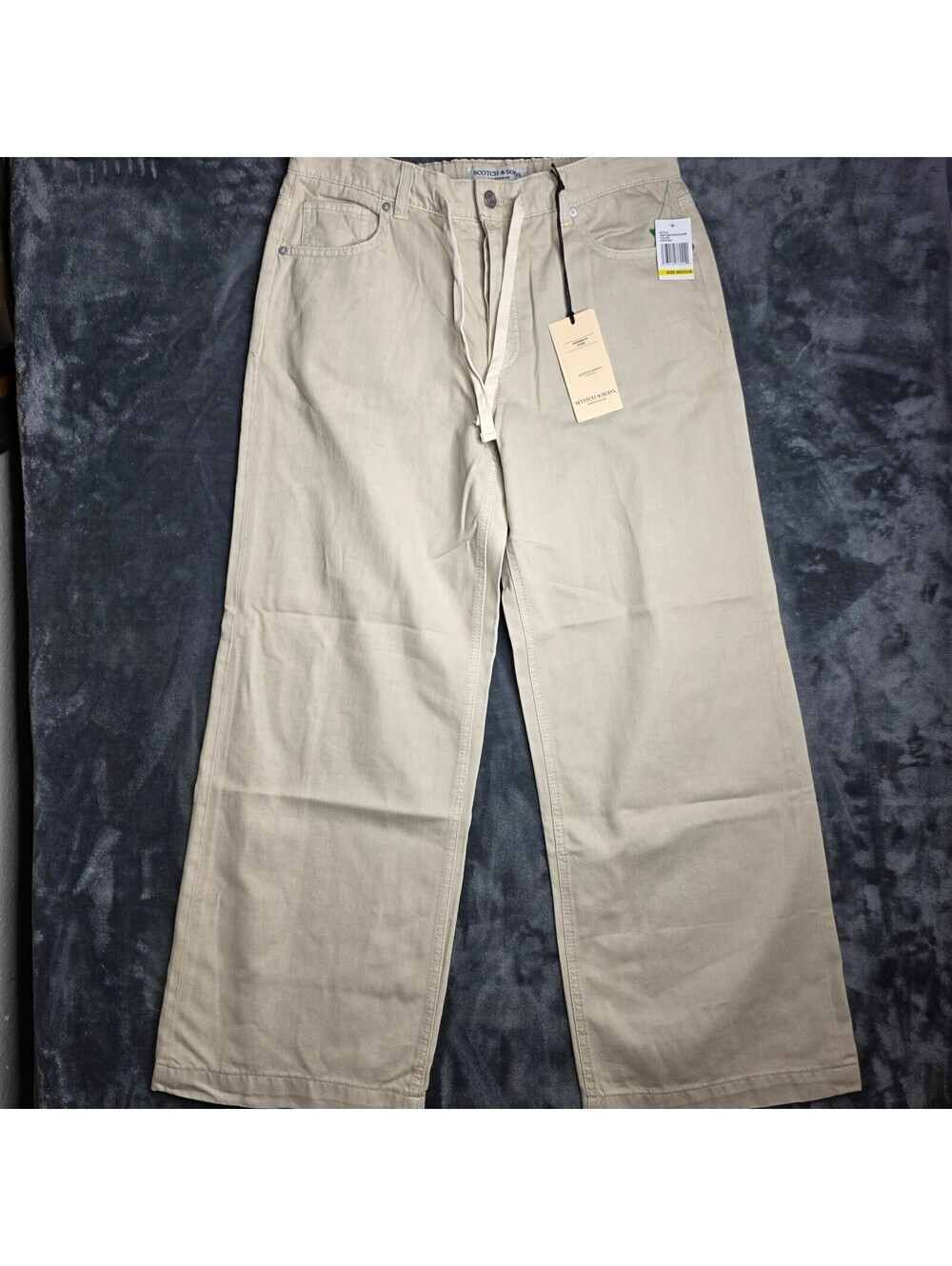 Scotch & Soda Baggy Drawstring Jeans Medium Oyster Gray Wide Leg NWT